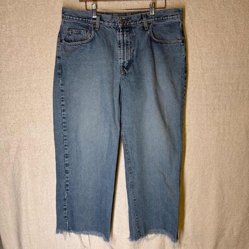 Lucky Brand 218 Men's 36 Vintage Made USA Bootcut Jeans Raw Hem Y2K